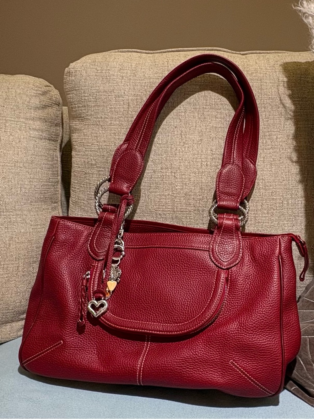 Brighton-Women’s Red Leather Tote Handbag - Classic Shoulder Bag